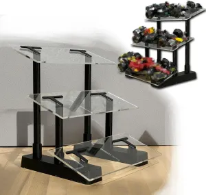 3 Tier Car Model Display Stand, Angled Racing Car Display Case for 1/24 Scale Diecast Models, Tabletop Organiser for 3 Models, Ideal Gift for 1:24 Car Model Collector