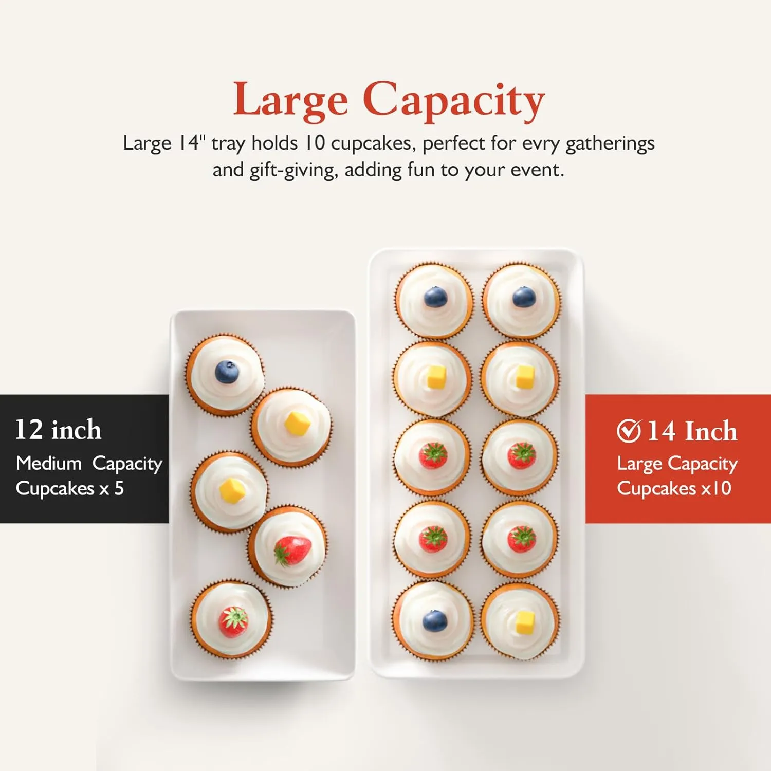 3-Tier Melamine Serving Tray Set, 14"x7" Platters for Serving Food, White Reusable Trays with Black Metal Display Stand for Cupcakes, Sevring Food, Dessert, Fruit, Cookie, Black