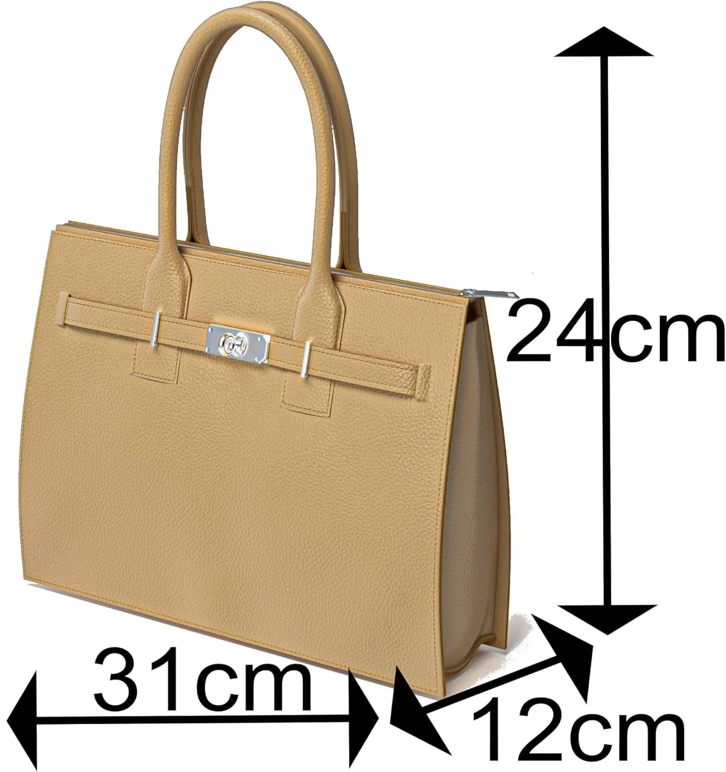30636 Women's Hand Shoulder Bag Genuine Leather with Zip Compartments