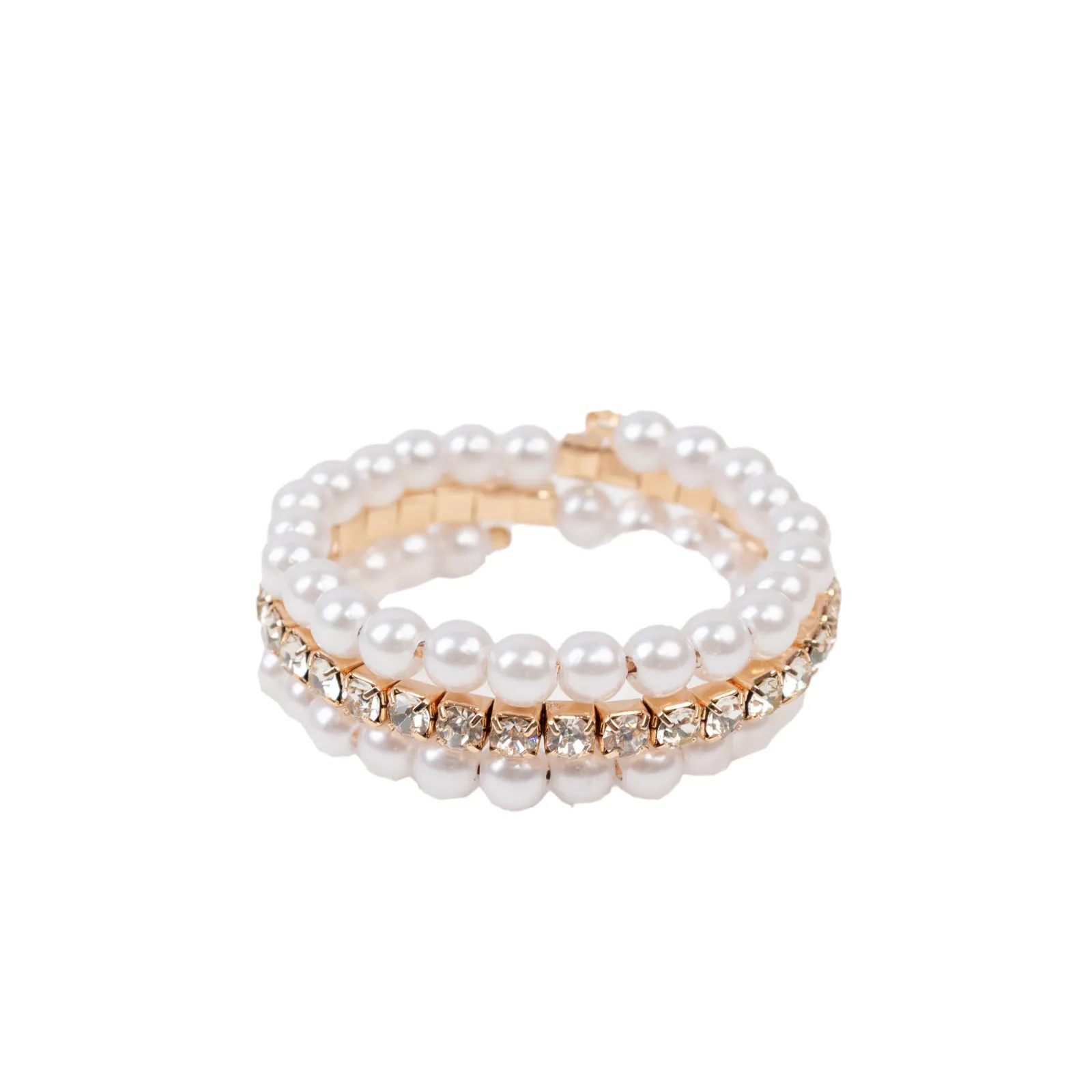 4-Pack White Pearl Rhinestone Napkin Holders, Elegant Round Napkin Rings - 2"
