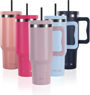40 oz Purple Tumbler with Handle and Straw Lid, Vacuum Insulated Tumblers Stainless Steel Water Bottle Travel Mug Coffee Cup Spill Proof Leak Proof Tumbler 40 Ounce for Hot Iced Cold Beverages