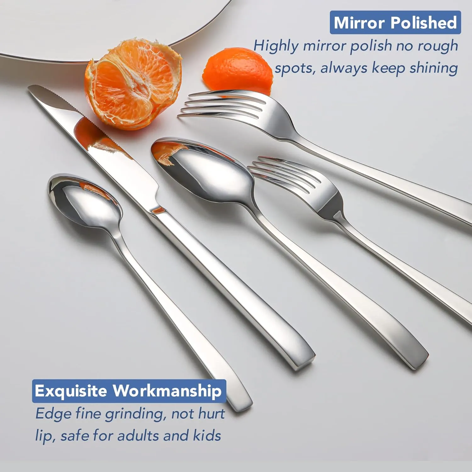 40 Piece Silverware Set Service for 8, EIUBUIE Premium Stainless Steel Cutlery Set, Mirror Polished Flatware Sets Heavy Duty and Solid, Modern Kitchen Eating Utensils Sets Include Spoons Forks Knives
