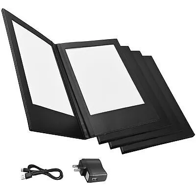 4pcs LED Menu Cover Backlit Wine List Check Bill Holder Double Panel 14x10"