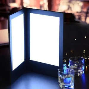 4pcs LED Menu Cover Backlit Wine List Check Bill Holder Double Panel 14x10"