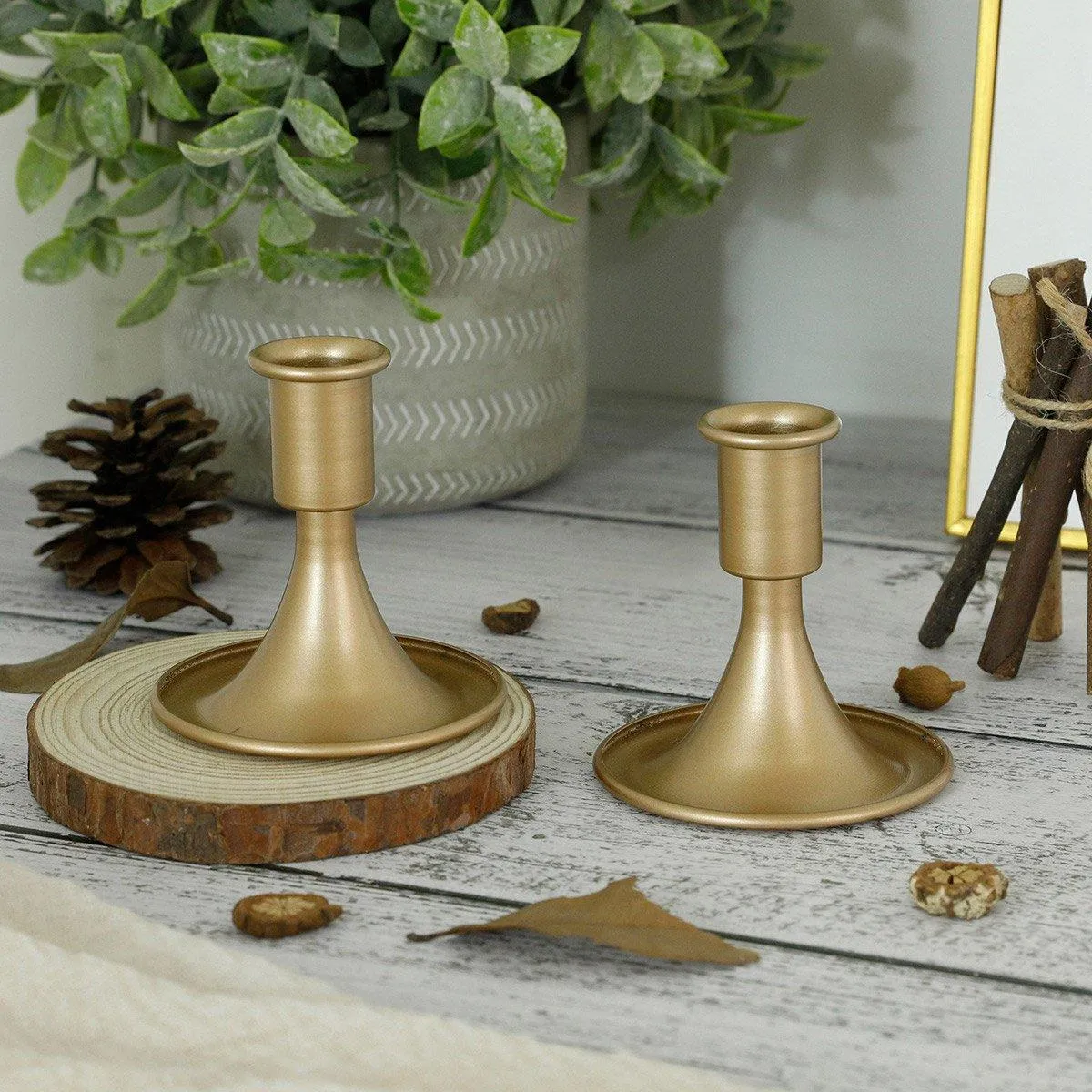 4X Iron Candlestick Stand Candle Holder Retro Style Look Taper Candle Holder