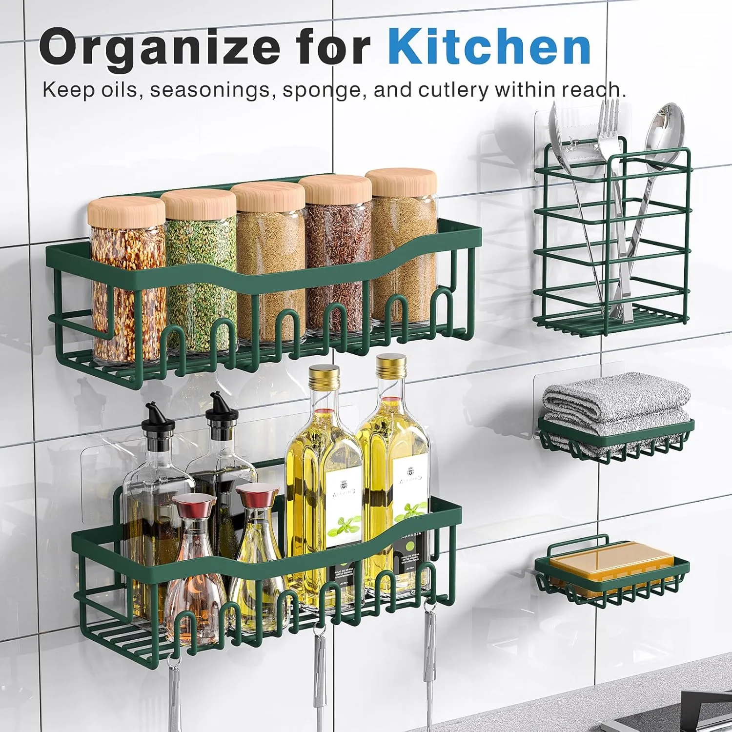 5-Pack Rustproof Stainless Steel Shower Caddy – No Drill Adhesive Bathroom Organizer with Large Capacity, Spacious Shower Shelves for Inside Shower, Kitchen & Home Decor Storage