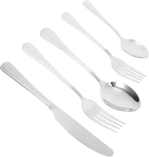 5 Piece Kitchen Silverware Set Stainless Steel Forks and Spoons Elegant Cutlery Set for Daily Use