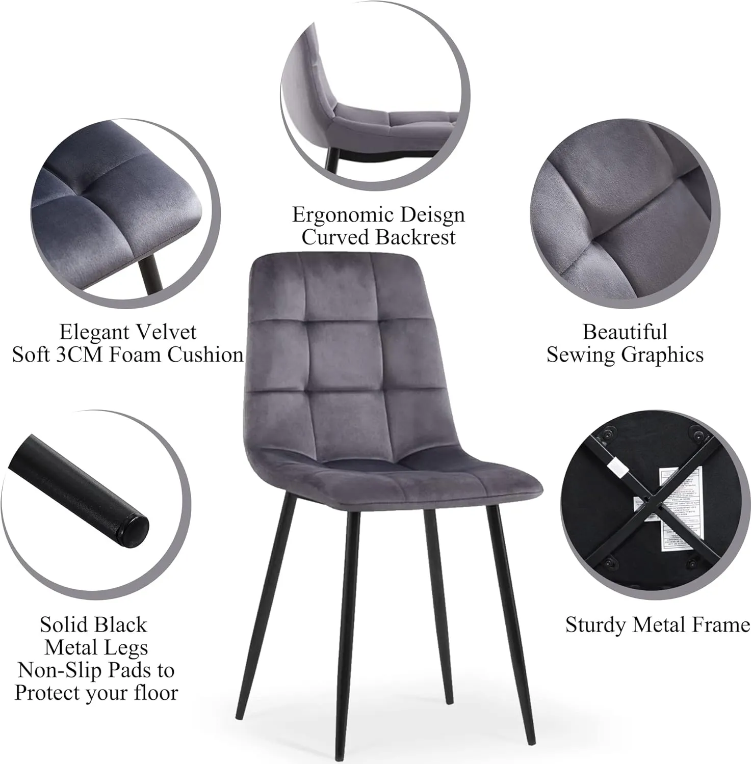 5 Pieces Table Set for 4,Oblong Imitation Wood Table for Home Office,Mid-Century Tufted Accent Chair Upholstered Living Room Chair Velvet with Backrest for Meeting Room,Reading Room