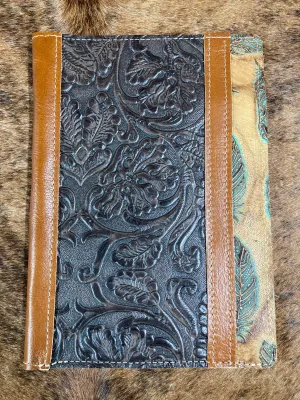 5" x 7" Brown Floral Embossed Leather Notebook