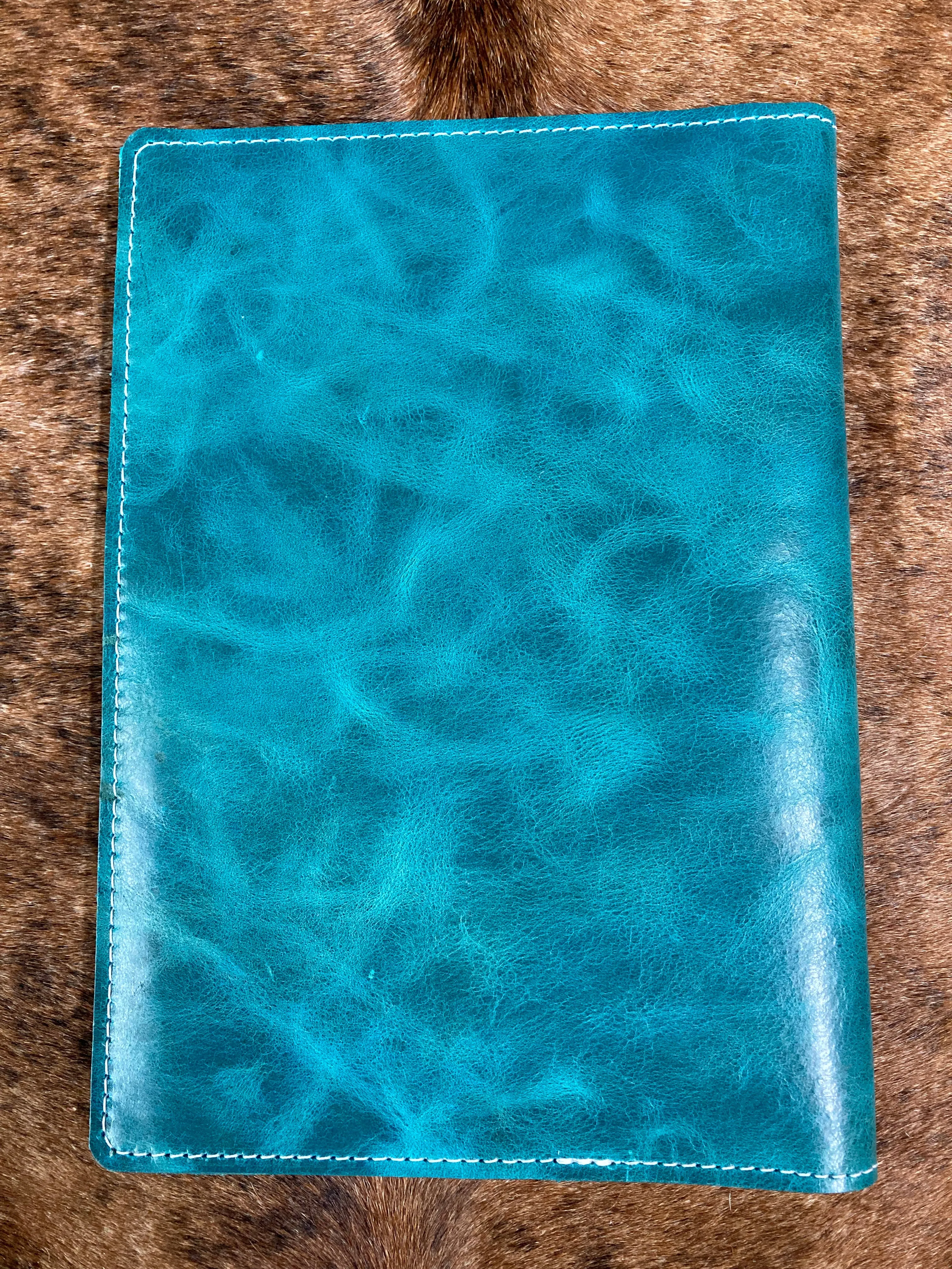 5" x 7" Turquoise Floral Embossed Leather Notebook