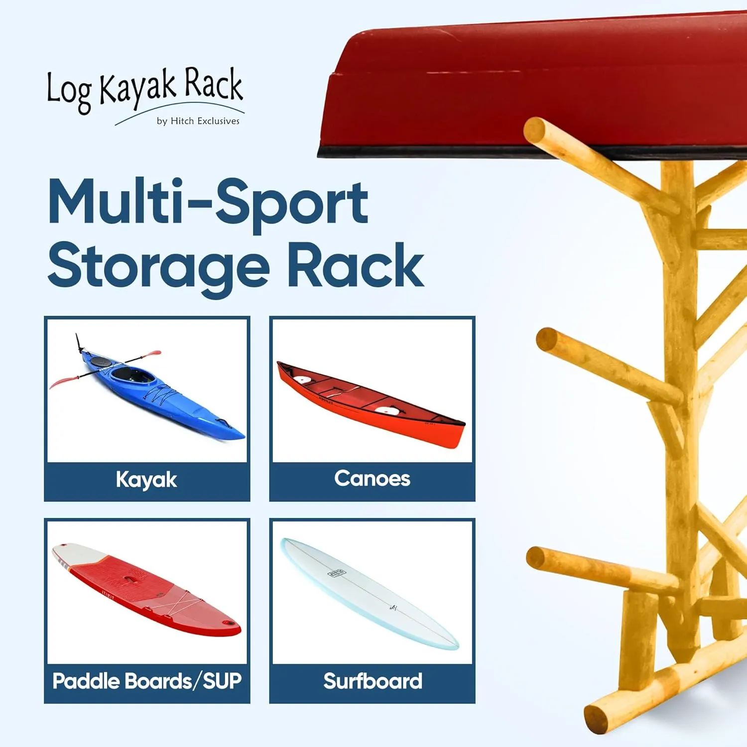 6-Place Kayak/Canoe Rack, Freestanding Kayak Storage Rack, Kayak Racks for Outdoor Storage, Surfboard Rack or SUP Storage Rack, Canoe Storage Rack, Paddle Board Rack