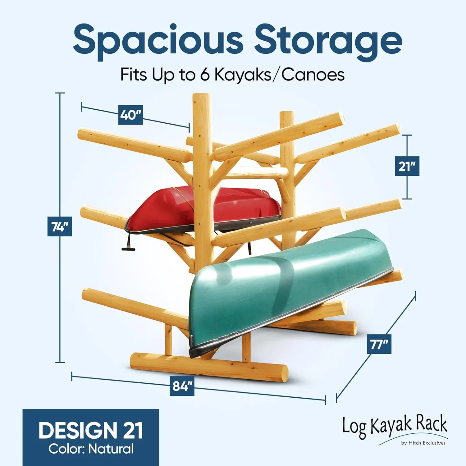 6-Place Kayak/Canoe Rack, Freestanding Kayak Storage Rack, Kayak Racks for Outdoor Storage, Surfboard Rack or SUP Storage Rack, Canoe Storage Rack, Paddle Board Rack
