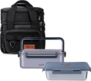 60oz Electric Lunch Box for Adults Men, 80W Heated Lunch Box with Insulated Lunch Bag,12v/24v/110v Portable Food Warmer Heatable Lunchbox for Car Truck Work Travel