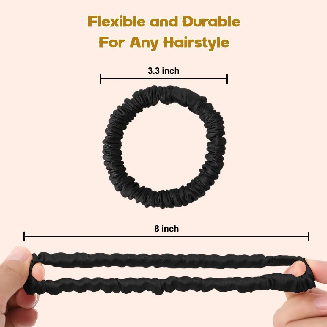 6PCS Silk Scrunchies, 100% Pure Silk Hair Ties, Scrunchies for Women Girls, Elastic Ponytail Holders No Damage