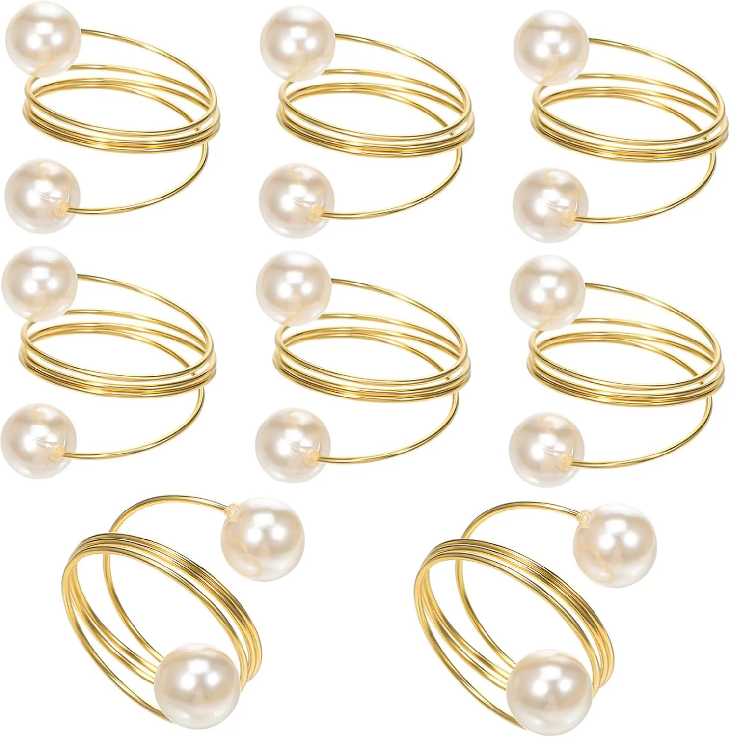 8Pcs Metal Napkin Rings Elegant Spring Napkin Holders for Weddings Parties Decorative Napkin Buckles with Beads Easy to Use Table Decorations Convenient Napkin
