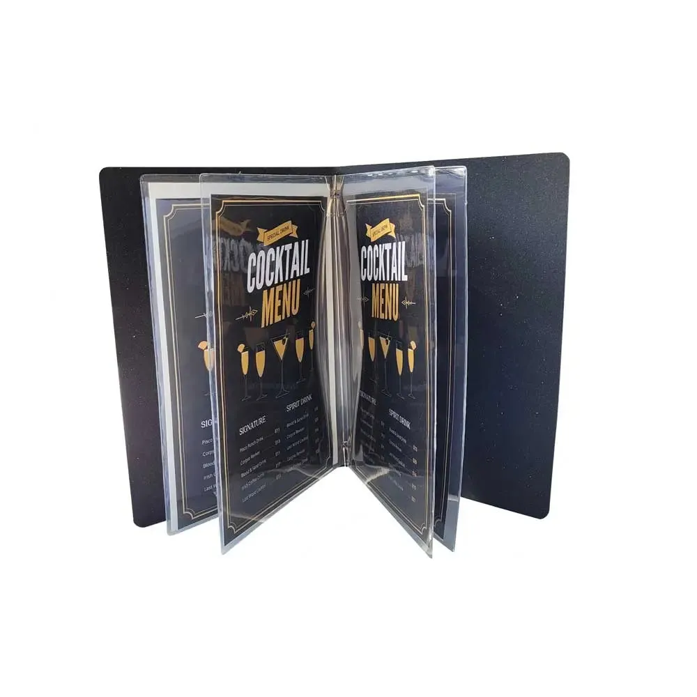 A5 Leather Menu Black or Light Tan with or without pockets