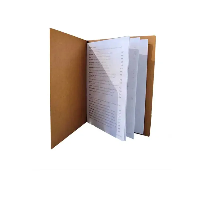 A5 Leather Menu Black or Light Tan with or without pockets