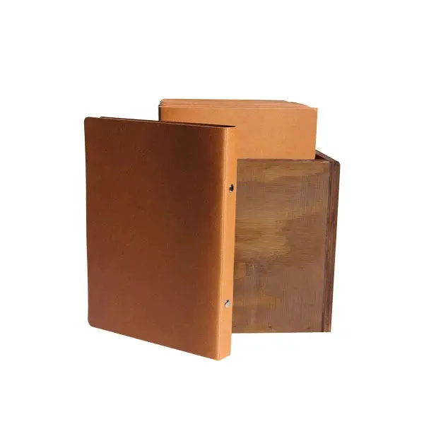 A5 Menu Binder Charcoal Black or Light Tan with or without pockets