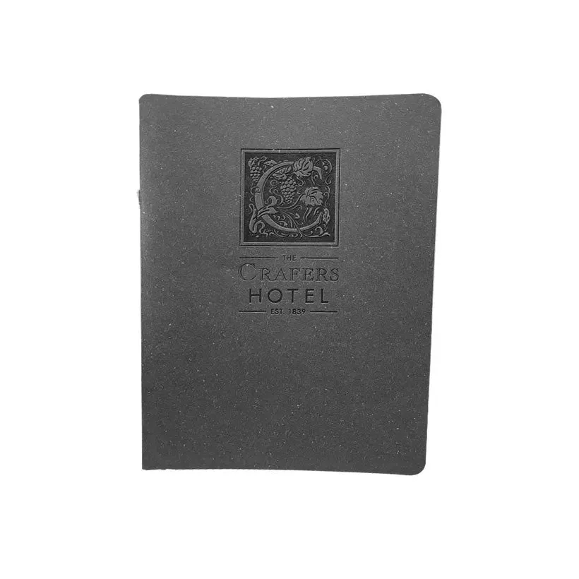 A5 Menu Binder Charcoal Black or Light Tan with or without pockets