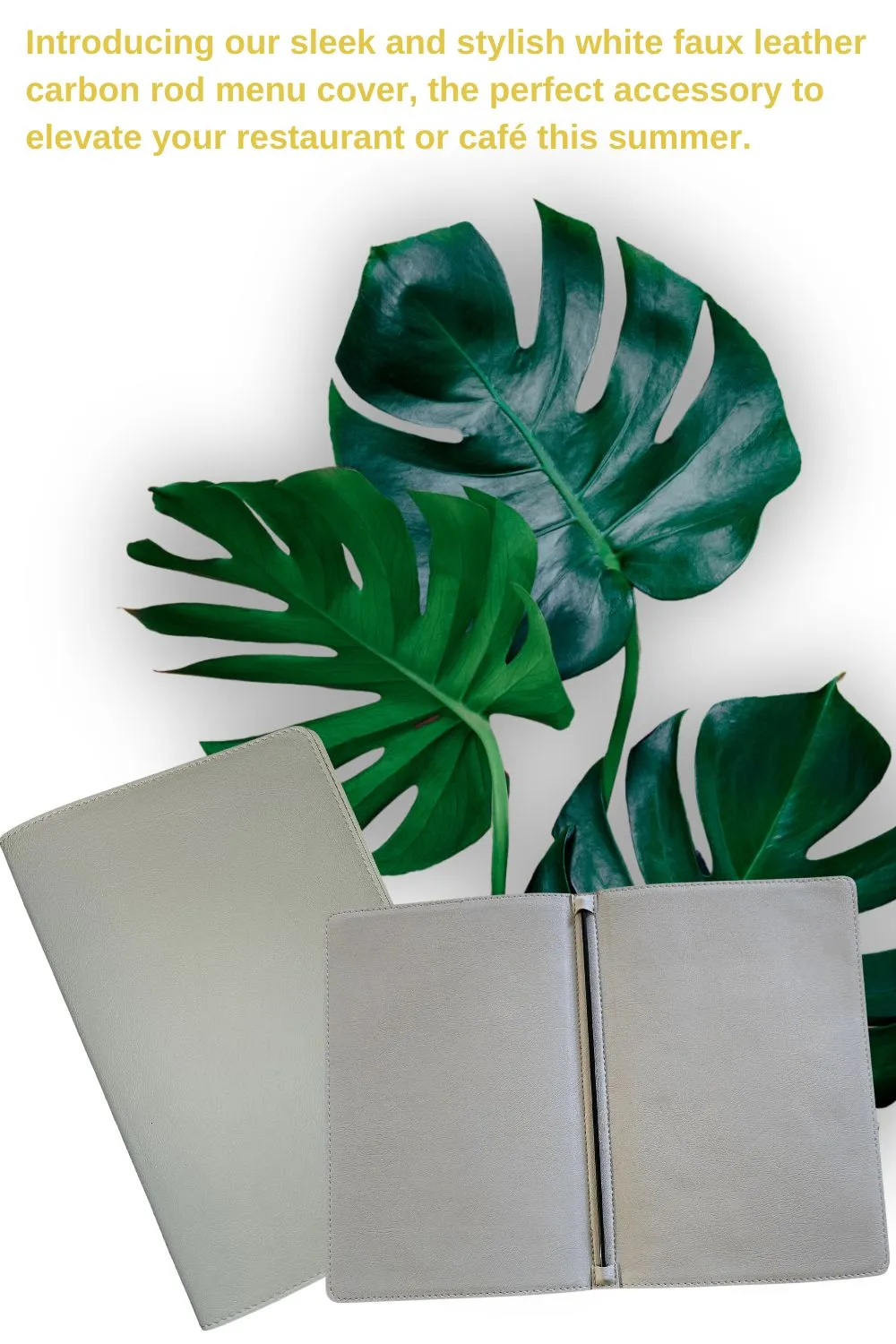A5 White Faux Leather Carbon Rod Restaurant menu
