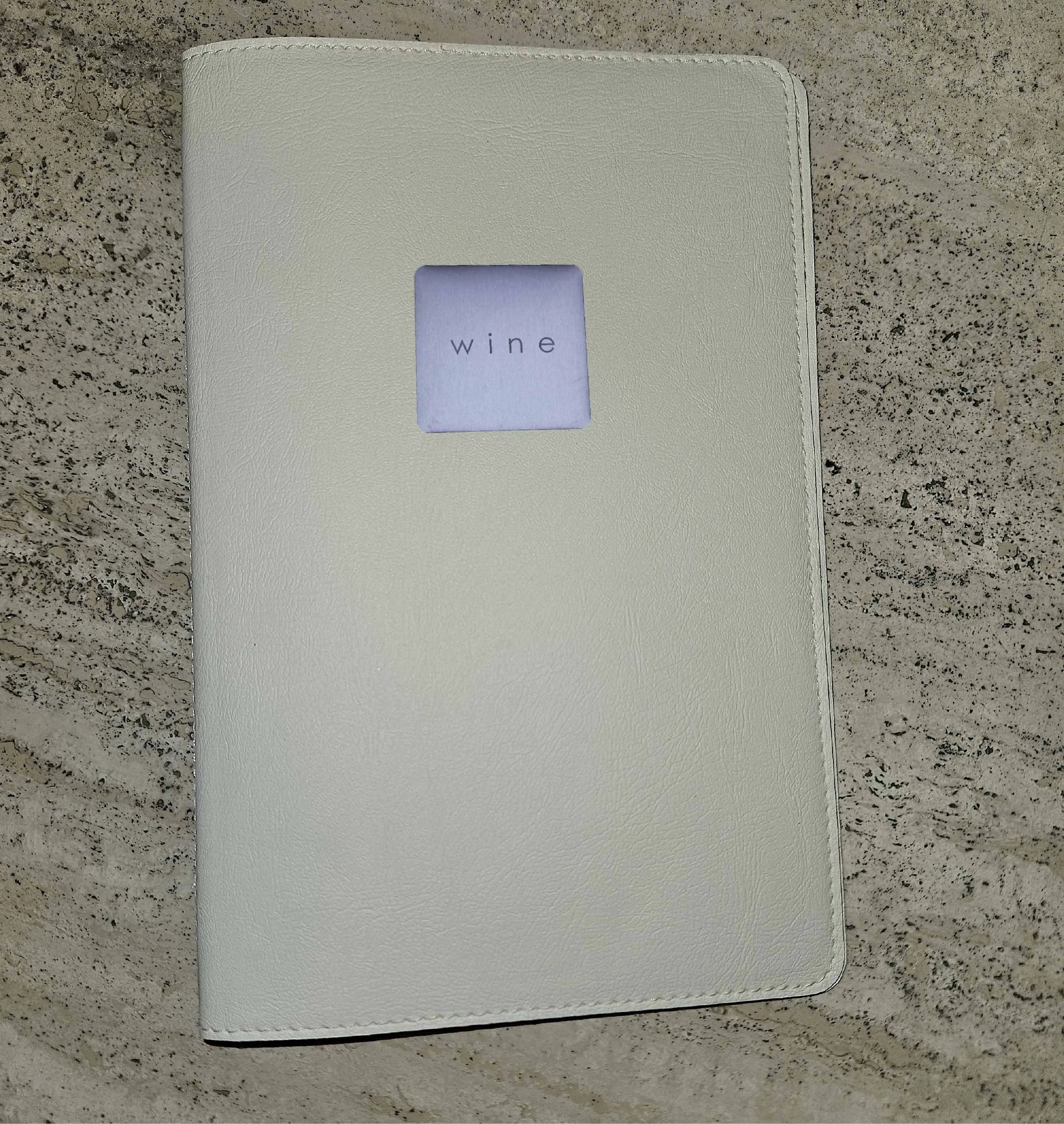 A5 White Faux Leather Carbon Rod Restaurant menu