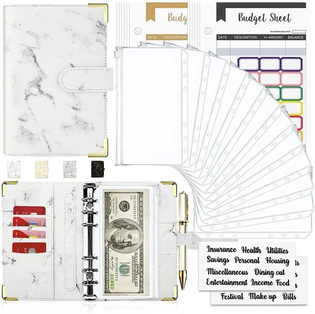 A6 Marble Loose-Leaf Binder Journal Book Notebook Leather PU Loose Spiral Notebook