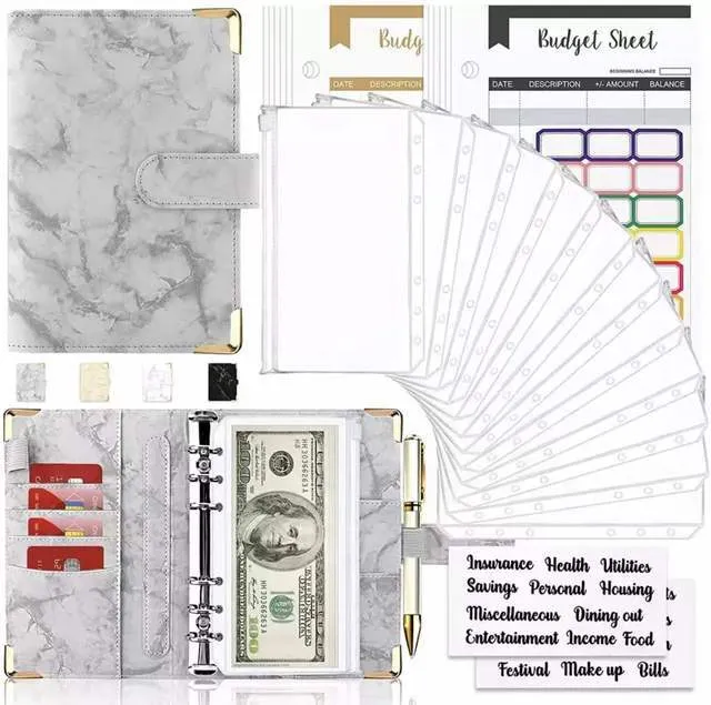 A6 Marble Loose-Leaf Binder Journal Book Notebook Leather PU Loose Spiral Notebook