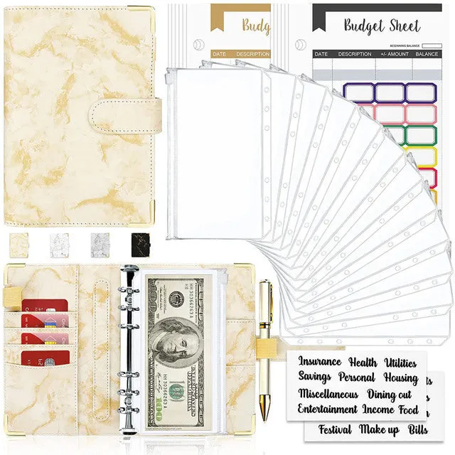 A6 Marble Loose-Leaf Binder Journal Book Notebook Leather PU Loose Spiral Notebook