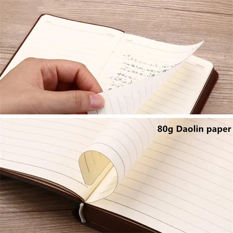 A6 Retro Pocket-Size Mini Notebook - Stamped PU Leather Writing Book for Office Bookkeeping