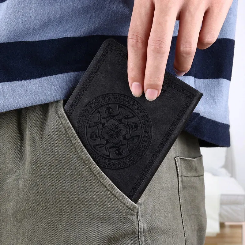 A6 Retro Pocket-Size Mini Notebook - Stamped PU Leather Writing Book for Office Bookkeeping