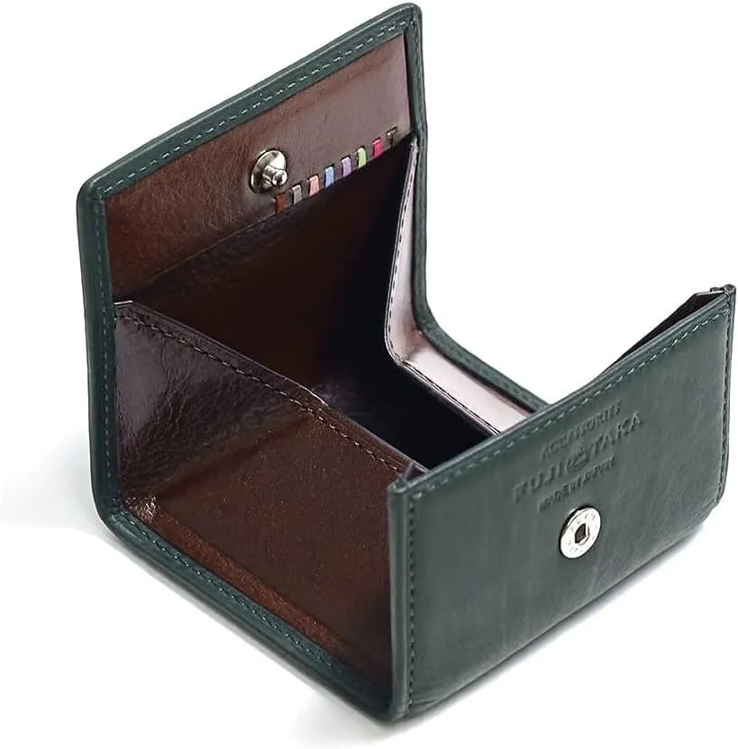 ACCESSORIES, Leather BOX type coin purse, Made In Japan, No.618602, Green