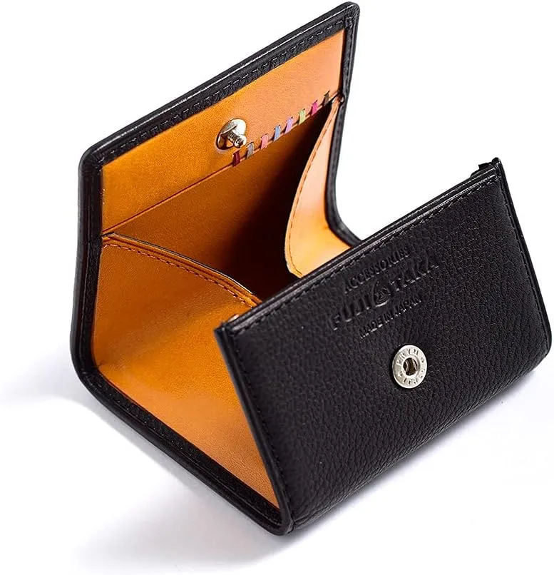 ACCESSORIES, Leather BOX type coin purse, Made In Japan, No.618602, Yellow