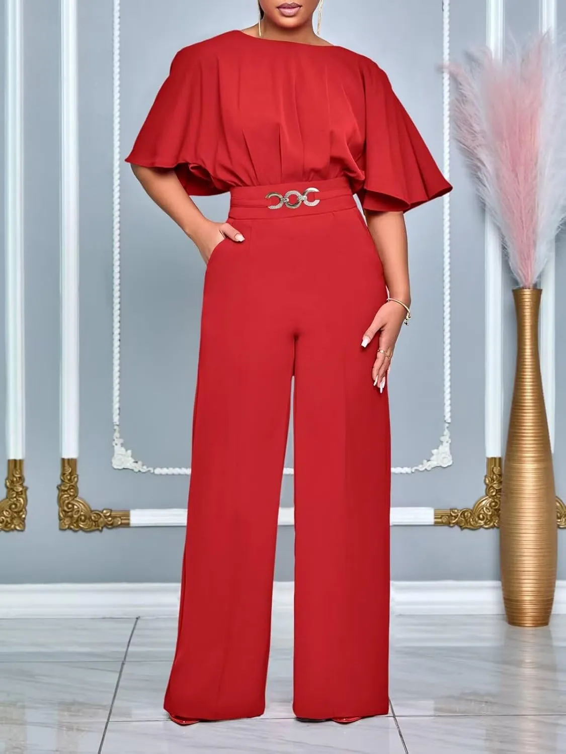 acelyn Elegant Jumpsuit for Women Dressy Sexy Plus Size Wide Leg Pant Suit One Piece Party Outfits