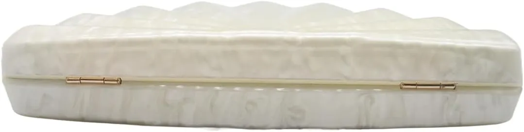 Acrylic Fan Shell Clutch Purse Elegant Marbled Unique Handbag with Detachable Chain for Party Cocktail Wedding