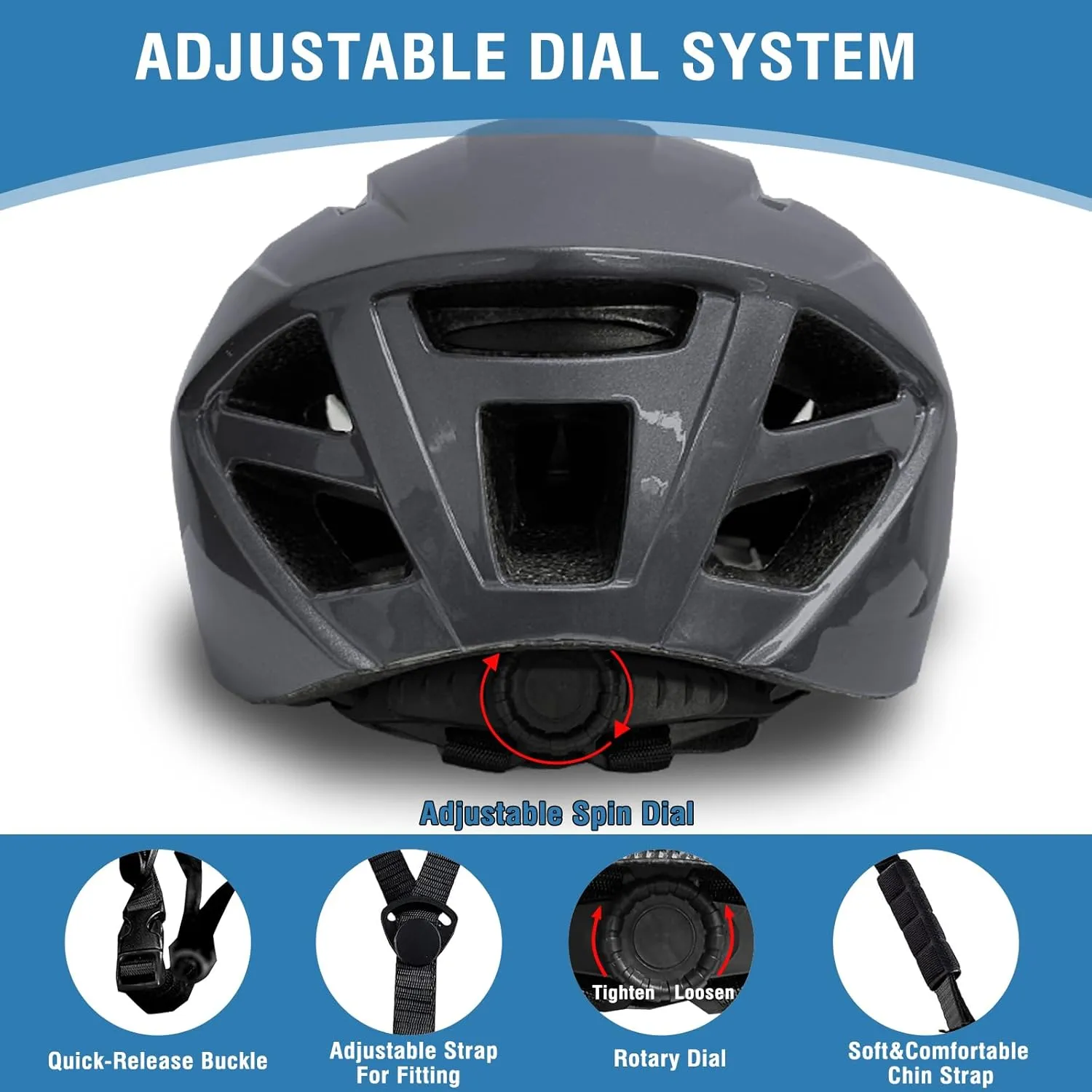 Adult Bike Helmet for Women & Men - Removable Visor for Mountain & Road Cycling - CPSC Safety-Certified - Stylish & Durable Bicycle Helmet with Suggested Fits Head 58 to 62cm