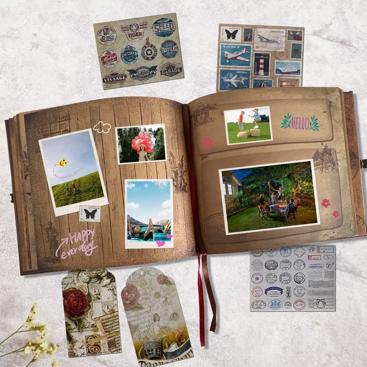 Adventure Book 148-Page DIY Handmade Scrapbook, Embossed Leather Cover - Ideal for Memories, Anniversary,Wedding, Best Friend Gift & Note-taking - Inspired by the 'Up' Saga(Ball-Adventure Book)