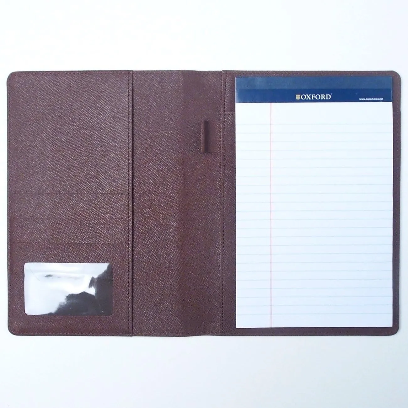 AHZOA Colorful 4 Pockets A5 Size Memo Padfolio S1, Including 5 X 8 Inch Legal Writing Pad, Synthetic Leather Handmade About 6.3 X 8.7 Inch Folder Clipboard Holder (Brown)