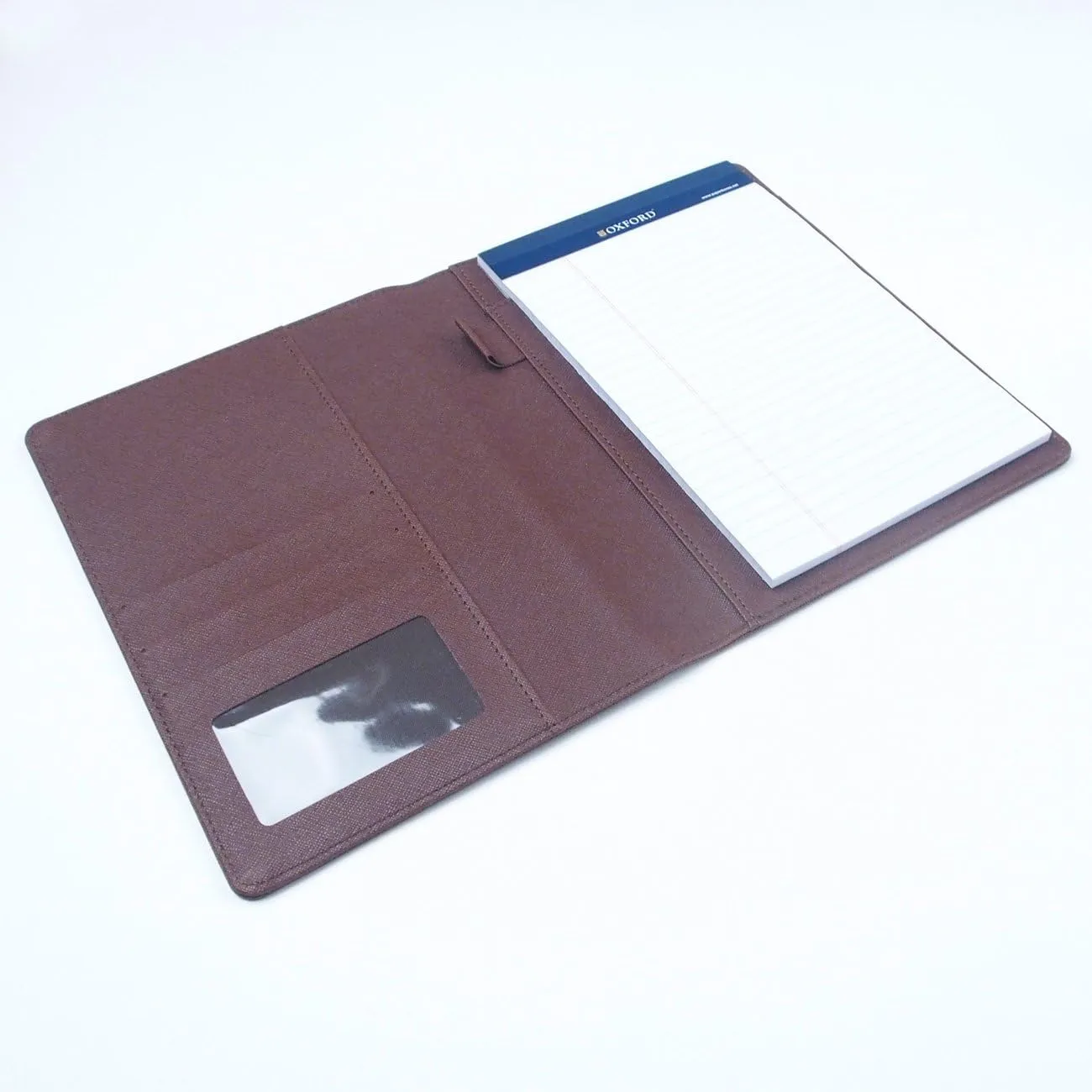 AHZOA Colorful 4 Pockets A5 Size Memo Padfolio S1, Including 5 X 8 Inch Legal Writing Pad, Synthetic Leather Handmade About 6.3 X 8.7 Inch Folder Clipboard Holder (Brown)
