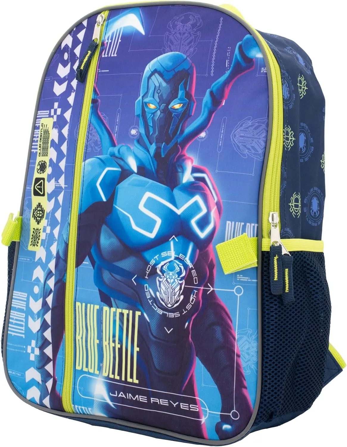 AI ACCESSORY INNOVATIONS Blue Beetle 4 Piece Backpack Set, Kids Super Hero 16" School Bag with Front Zip Pocket, Blue