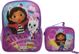 AI ACCESSORY INNOVATIONS Gabby’s Dollhouse 2 Piece Backpack Set, Pre-School Girls 16" Travel Bag, Pink