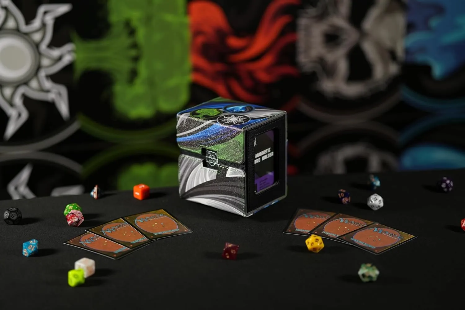 Ai Armor MTG Commander 100  Card Custom Art Deck Box With Storage (White/Blue/Green)