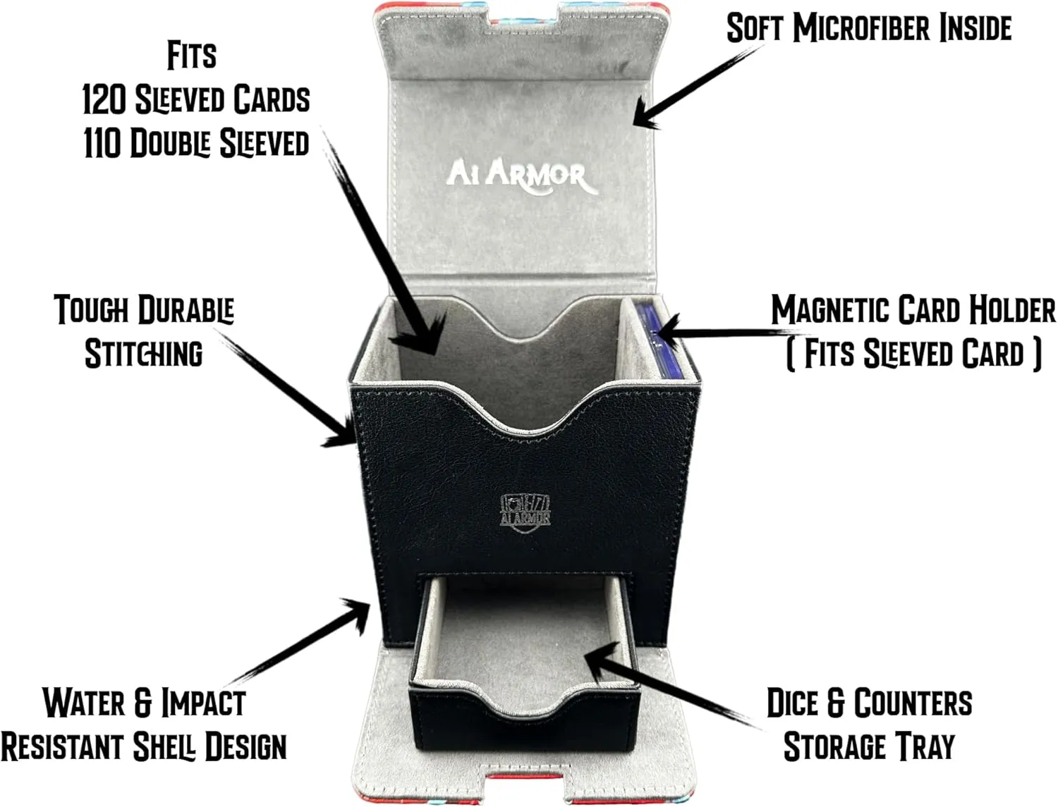 Ai Armor MTG Commander 100  Card Custom Art Deck Box With Storage (White/Blue/Green)