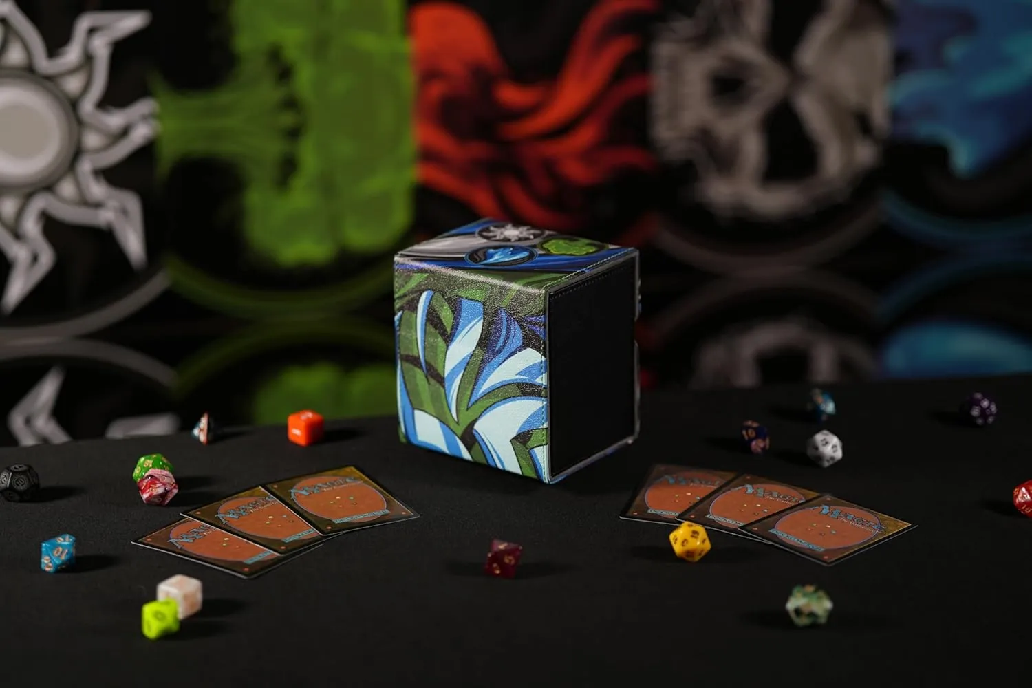 Ai Armor MTG Commander 100  Card Custom Art Deck Box With Storage (White/Blue/Green)