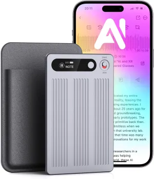 AI Voice Recorder, Note Voice Recorder with Transcribe＆Summarize, Two-Way Translation with APP, 50  Languages, 64GB Memory, Recording Device Compact&Lightweight for Lectures, Meetings, Calls,Interview