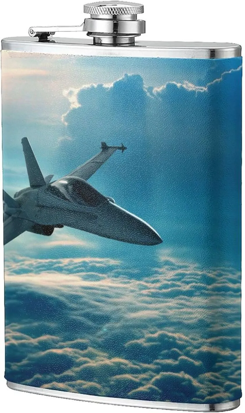 Aircraft Fighter Jets Portable Stainless Steel Small Flagon, Outdoor Flat Pocket Liquor Flask Wine Pot Hip Flask