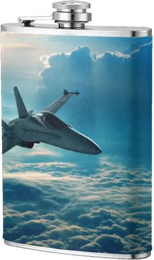 Aircraft Fighter Jets Portable Stainless Steel Small Flagon, Outdoor Flat Pocket Liquor Flask Wine Pot Hip Flask