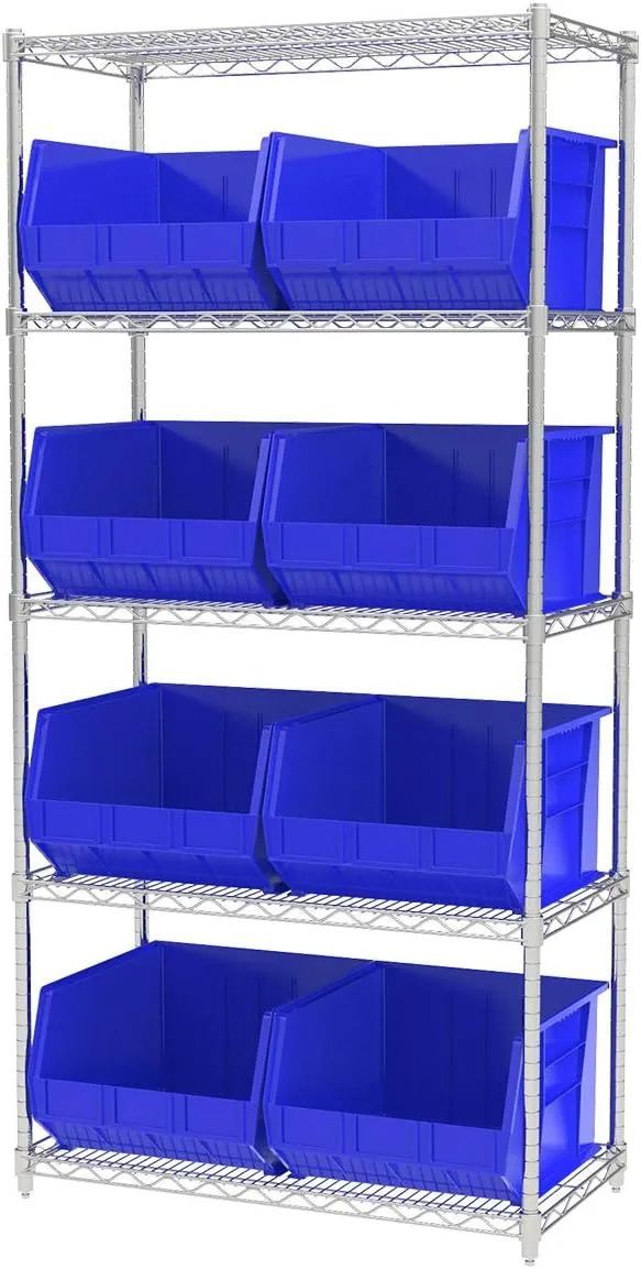 Akro-Mils 30270 Plastic Storage Stacking AkroBin, 18-Inch by 16-Inch by 11-Inch, Blue, Case of 3 (30270BLUE)
