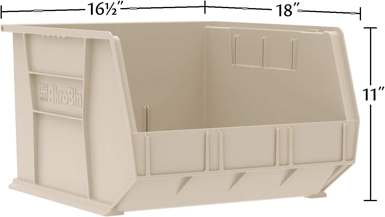 Akro-Mils 30270 Plastic Storage Stacking AkroBin, 18-Inch by 16-Inch by 11-Inch, Blue, Case of 3 (30270BLUE)