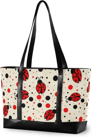 ALAZA Ladybugs And Dots Laptop Tote Bag for Woman 15.6 inch Laptop Organizer Bag Teacher Work Purse
