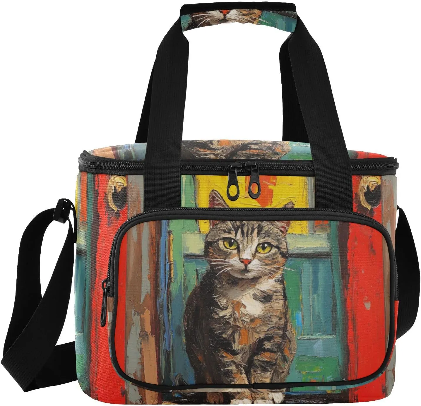 ALAZA Retro Cat Cooler Bag Insulated Lunch Bag for Women Men Travel Picnic Work College Hiking Camping Office Beach